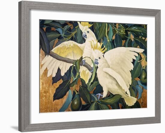 Sulphur Crested Cockattoos-Jesse Arms Botke-Framed Art Print