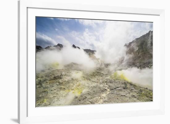 Sulphur pieces on Iozan (sulfur mountain) active volcano area, Akan National Park, Hokkaido, Japan,-Michael Runkel-Framed Photographic Print