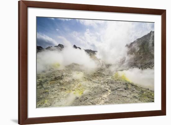 Sulphur pieces on Iozan (sulfur mountain) active volcano area, Akan National Park, Hokkaido, Japan,-Michael Runkel-Framed Photographic Print