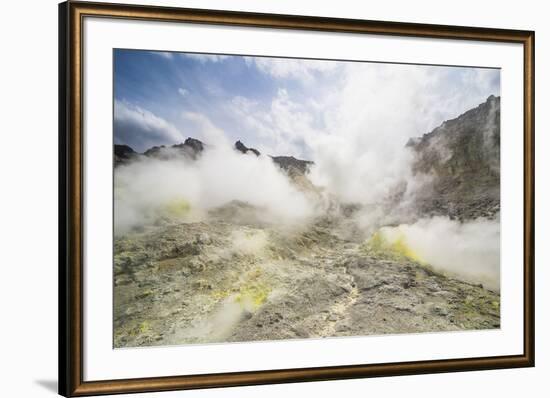 Sulphur pieces on Iozan (sulfur mountain) active volcano area, Akan National Park, Hokkaido, Japan,-Michael Runkel-Framed Photographic Print