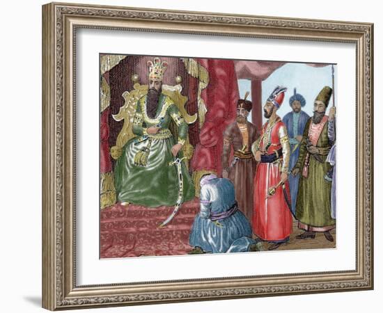 Sultan Welcoming the Council Members in the Courtroom Topkapi Palace, Istanbul, Turkey-Prisma Archivo-Framed Photographic Print