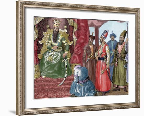 Sultan Welcoming the Council Members in the Courtroom Topkapi Palace, Istanbul, Turkey-Prisma Archivo-Framed Photographic Print