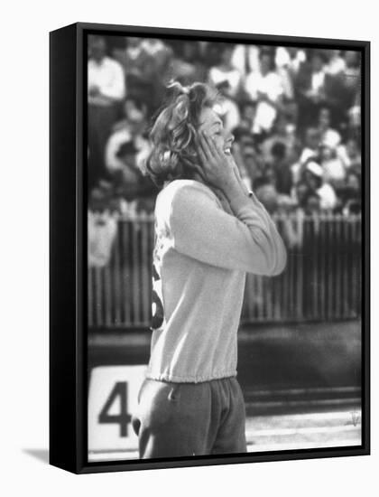 Sultry Beauty Gunhild Larking, Sweden's Entry for the High Jump, Won 6th Place at Olympic Games-George Silk-Framed Premier Image Canvas
