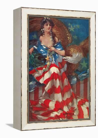 Sultry Siren Wrapped in Flag-null-Framed Stretched Canvas