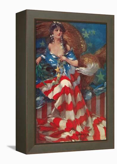 Sultry Siren Wrapped in Flag-null-Framed Stretched Canvas