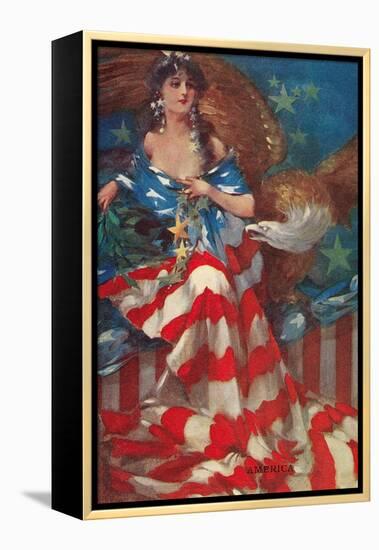 Sultry Siren Wrapped in Flag-null-Framed Stretched Canvas