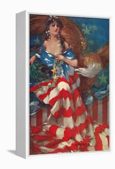 Sultry Siren Wrapped in Flag-null-Framed Stretched Canvas