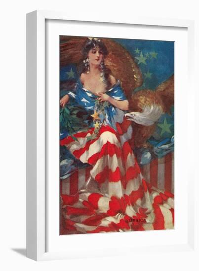 Sultry Siren Wrapped in Flag-null-Framed Premium Giclee Print