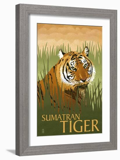 Sumatran Tiger - Lithograph Series-Lantern Press-Framed Art Print