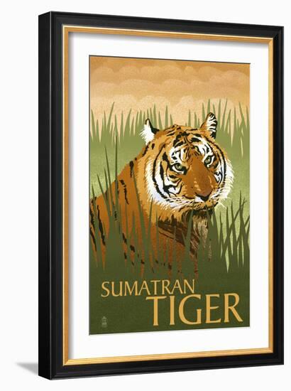 Sumatran Tiger - Lithograph Series-Lantern Press-Framed Art Print