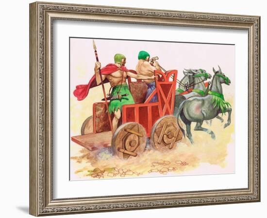 Sumerian War Chariot (Gouache on Paper)-Peter Jackson-Framed Giclee Print