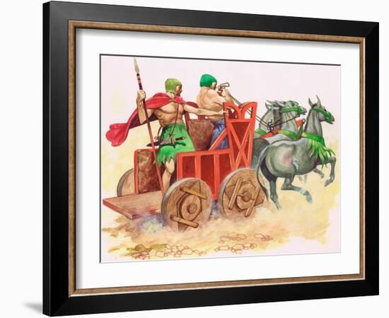 Sumerian War Chariot (Gouache on Paper)-Peter Jackson-Framed Giclee Print