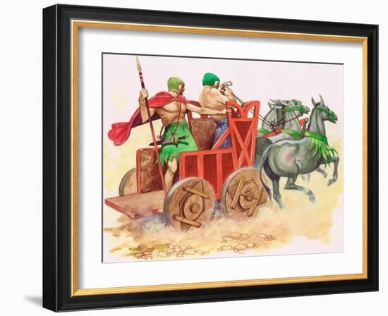 Sumerian War Chariot (Gouache on Paper)-Peter Jackson-Framed Giclee Print