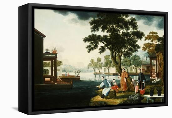 Summer: a Family Fishing by a Lake-null-Framed Premier Image Canvas
