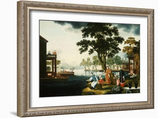 Summer: a Family Fishing by a Lake-null-Framed Giclee Print