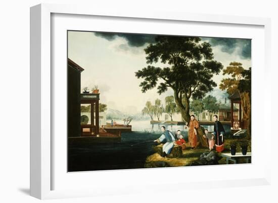 Summer: a Family Fishing by a Lake-null-Framed Giclee Print