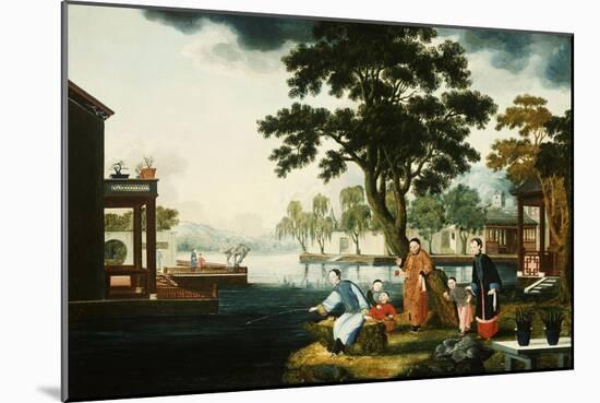 Summer: a Family Fishing by a Lake-null-Mounted Giclee Print