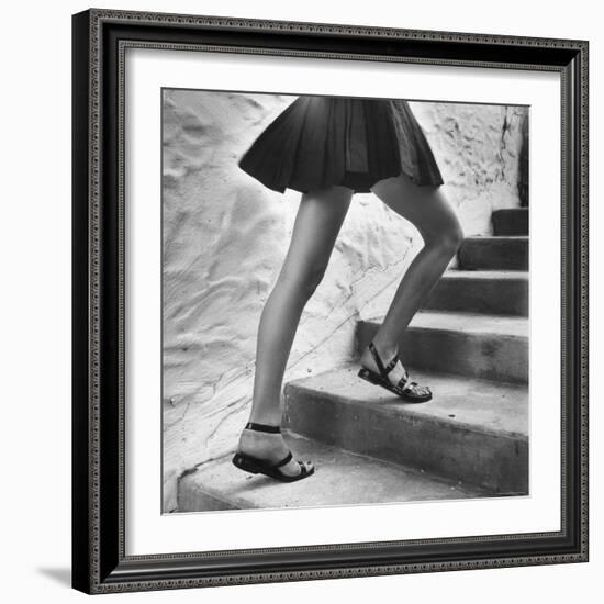 Summer Beach Fashions: Pleated Skirt and Patent Leather Sandals-Nina Leen-Framed Photographic Print
