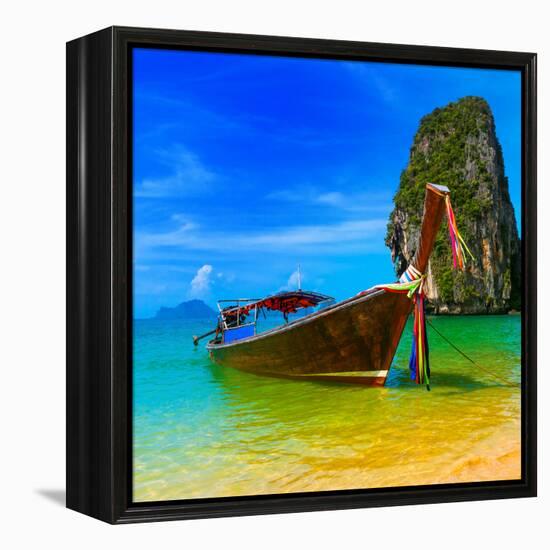 Summer Beach Tropical Landscape-SergWSQ-Framed Premier Image Canvas