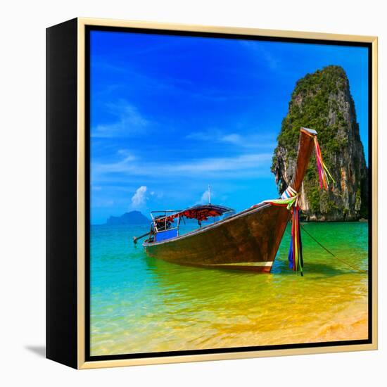 Summer Beach Tropical Landscape-SergWSQ-Framed Premier Image Canvas