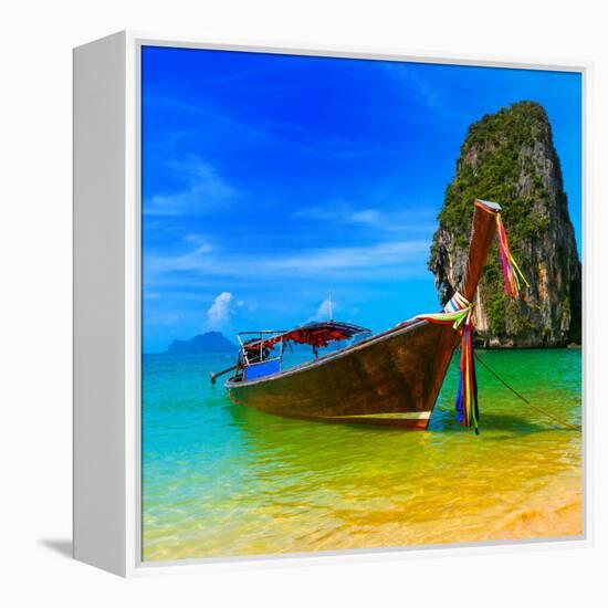 Summer Beach Tropical Landscape-SergWSQ-Framed Premier Image Canvas