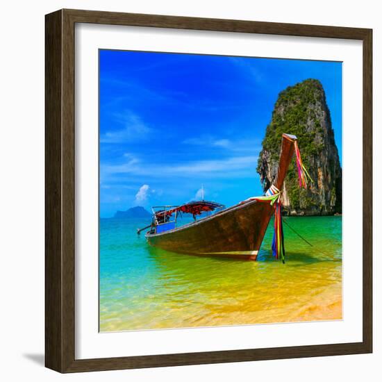 Summer Beach Tropical Landscape-SergWSQ-Framed Photographic Print