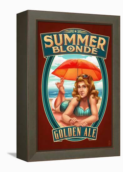 Summer Blonde Golden Ale Pinup Girl-Lantern Press-Framed Stretched Canvas