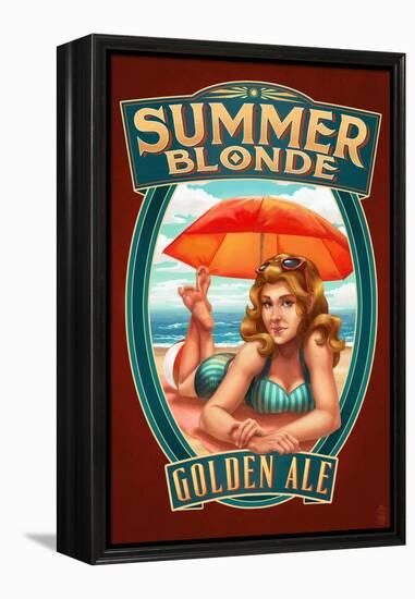 Summer Blonde Golden Ale Pinup Girl-Lantern Press-Framed Stretched Canvas