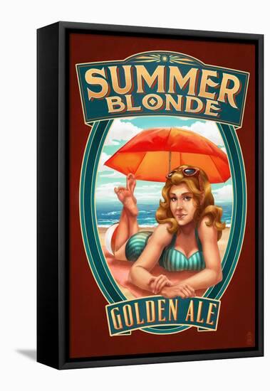 Summer Blonde Golden Ale Pinup Girl-Lantern Press-Framed Stretched Canvas