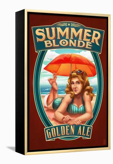 Summer Blonde Golden Ale Pinup Girl-Lantern Press-Framed Stretched Canvas