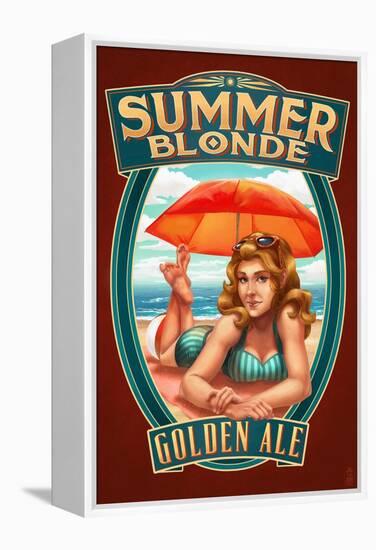 Summer Blonde Golden Ale Pinup Girl-Lantern Press-Framed Stretched Canvas