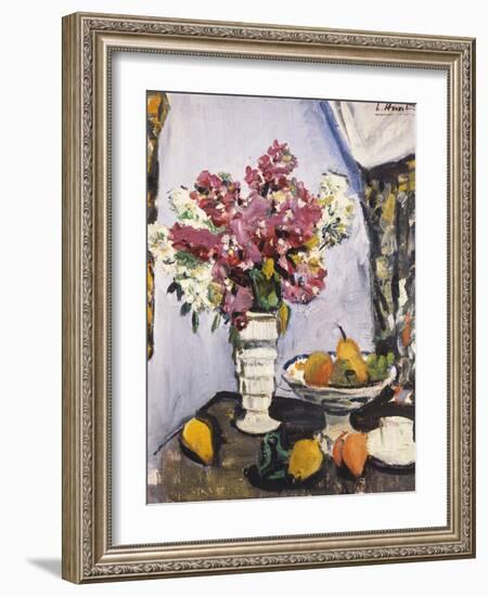 Summer Blossom and a Bowl of Fruit, with a Cup and Saucer-George Leslie Hunter-Framed Giclee Print