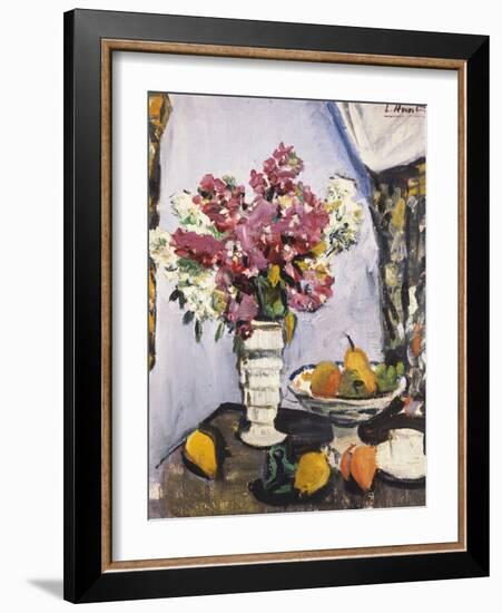 Summer Blossom and a Bowl of Fruit, with a Cup and Saucer-George Leslie Hunter-Framed Giclee Print