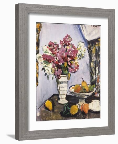 Summer Blossom and a Bowl of Fruit, with a Cup and Saucer-George Leslie Hunter-Framed Giclee Print