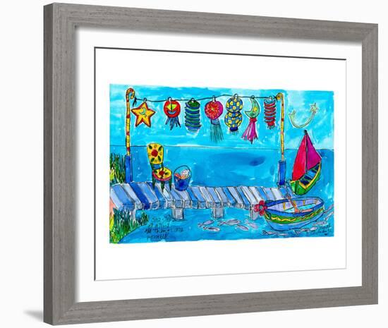 Summer Boat Dock Party-Deborah Cavenaugh-Framed Art Print