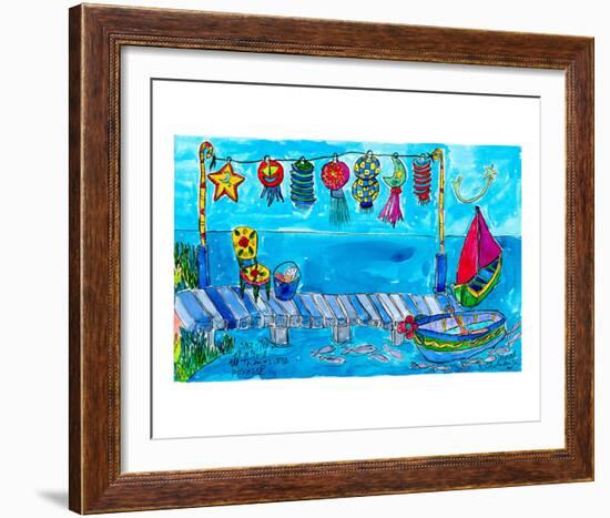 Summer Boat Dock Party-Deborah Cavenaugh-Framed Art Print