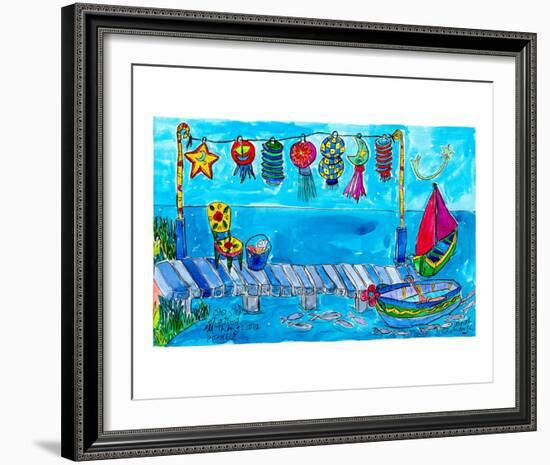 Summer Boat Dock Party-Deborah Cavenaugh-Framed Art Print