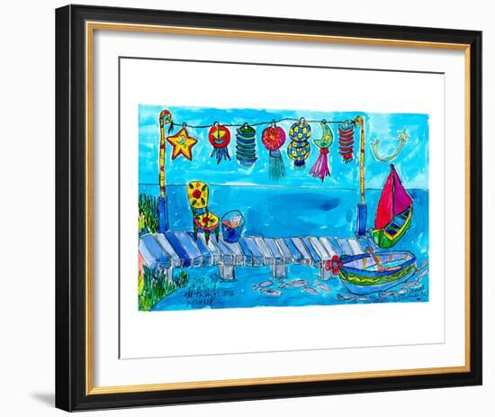 Summer Boat Dock Party-Deborah Cavenaugh-Framed Art Print