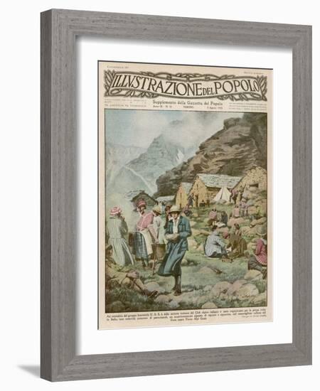 Summer Camp for Women Members of the Italian Alpine Club High in the Mountains-Alfredo Ortelli-Framed Art Print
