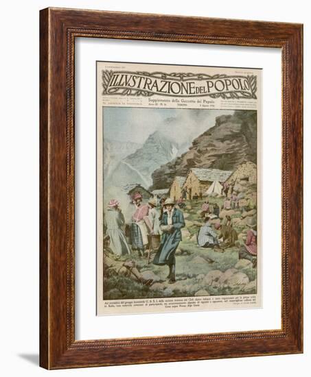 Summer Camp for Women Members of the Italian Alpine Club High in the Mountains-Alfredo Ortelli-Framed Art Print