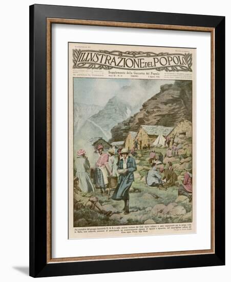 Summer Camp for Women Members of the Italian Alpine Club High in the Mountains-Alfredo Ortelli-Framed Art Print