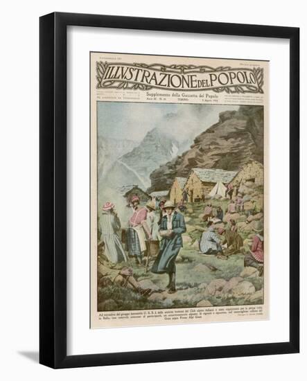 Summer Camp for Women Members of the Italian Alpine Club High in the Mountains-Alfredo Ortelli-Framed Art Print