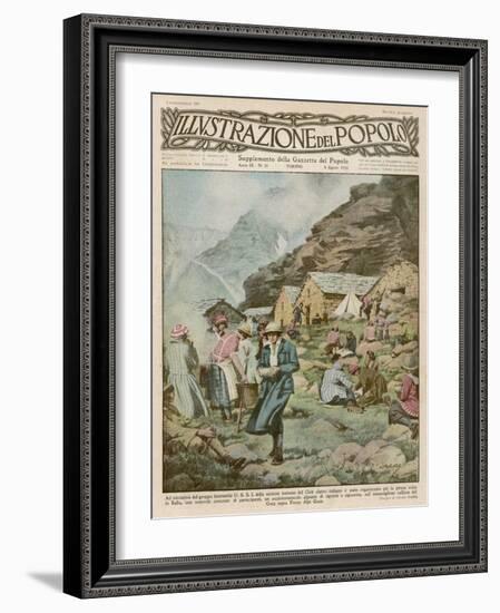 Summer Camp for Women Members of the Italian Alpine Club High in the Mountains-Alfredo Ortelli-Framed Art Print