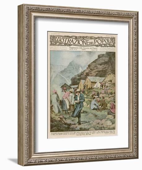 Summer Camp for Women Members of the Italian Alpine Club High in the Mountains-Alfredo Ortelli-Framed Art Print