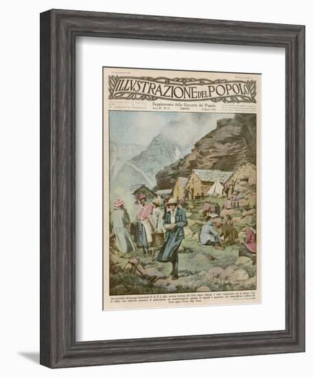 Summer Camp for Women Members of the Italian Alpine Club High in the Mountains-Alfredo Ortelli-Framed Art Print