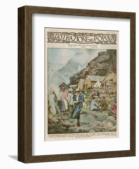 Summer Camp for Women Members of the Italian Alpine Club High in the Mountains-Alfredo Ortelli-Framed Art Print