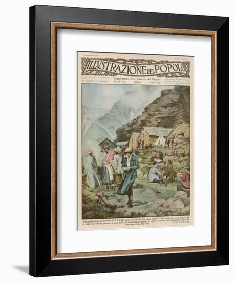 Summer Camp for Women Members of the Italian Alpine Club High in the Mountains-Alfredo Ortelli-Framed Art Print