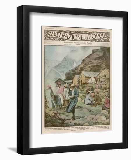 Summer Camp for Women Members of the Italian Alpine Club High in the Mountains-Alfredo Ortelli-Framed Art Print