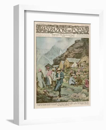 Summer Camp for Women Members of the Italian Alpine Club High in the Mountains-Alfredo Ortelli-Framed Art Print