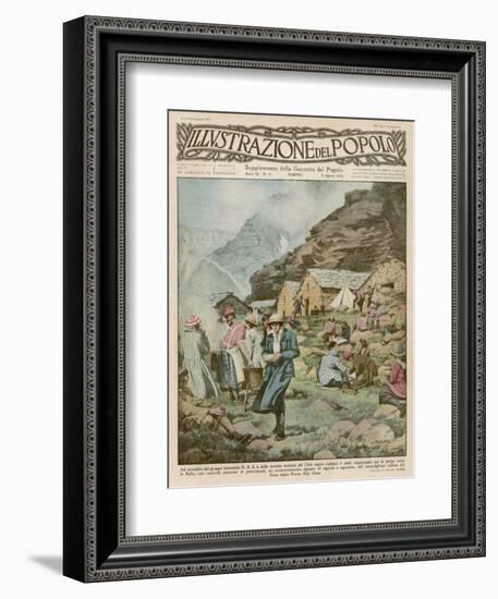 Summer Camp for Women Members of the Italian Alpine Club High in the Mountains-Alfredo Ortelli-Framed Art Print